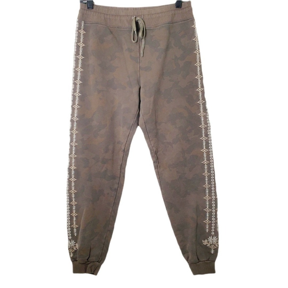 Driftwood Classic Fit Embroidered Camouflage Joggers M Olive Green Camo Pants